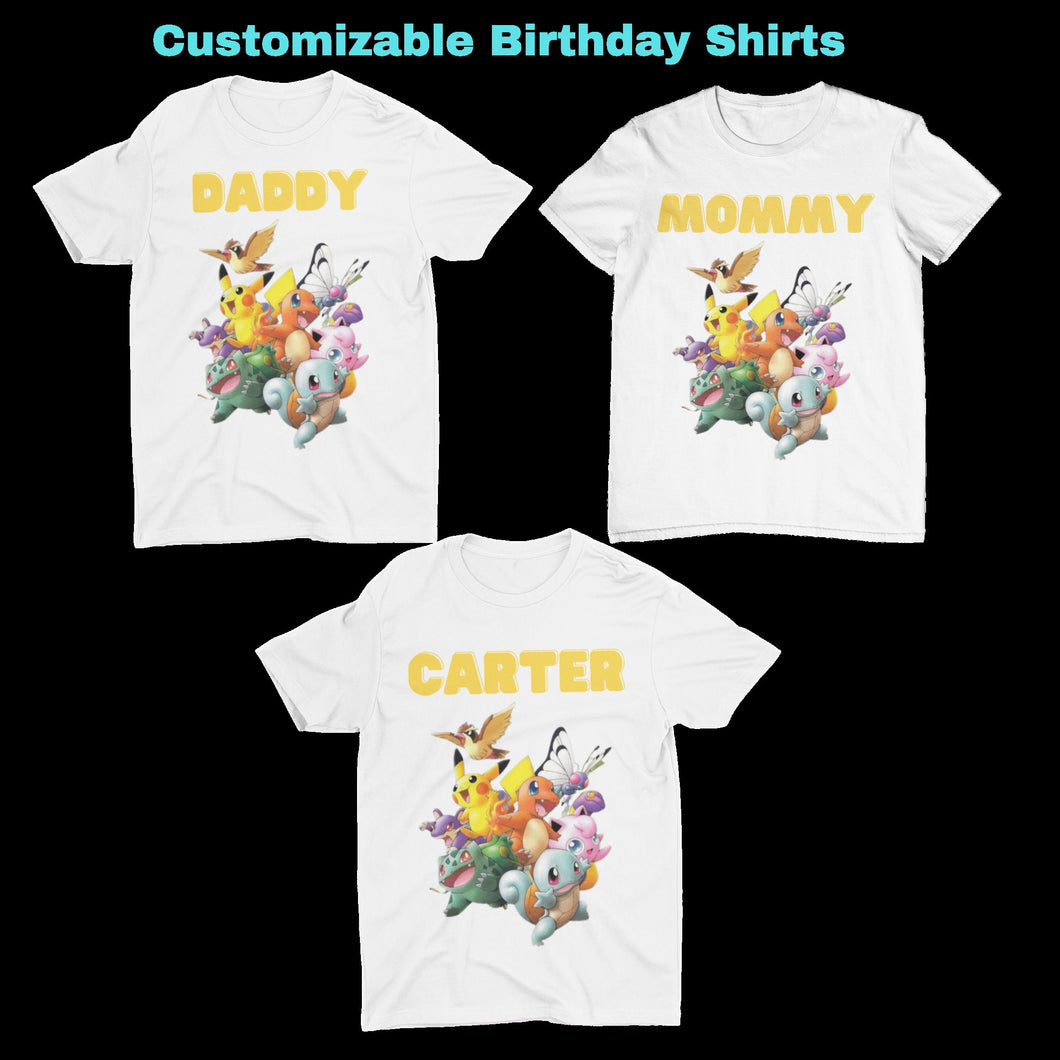 Pokemon Birthday Squad Shirts, Pokémon Matching Birthday Shirts for Family, Birthday Shirt Kid, Anime, Pikachu Shirts, Birthday Party Shirts