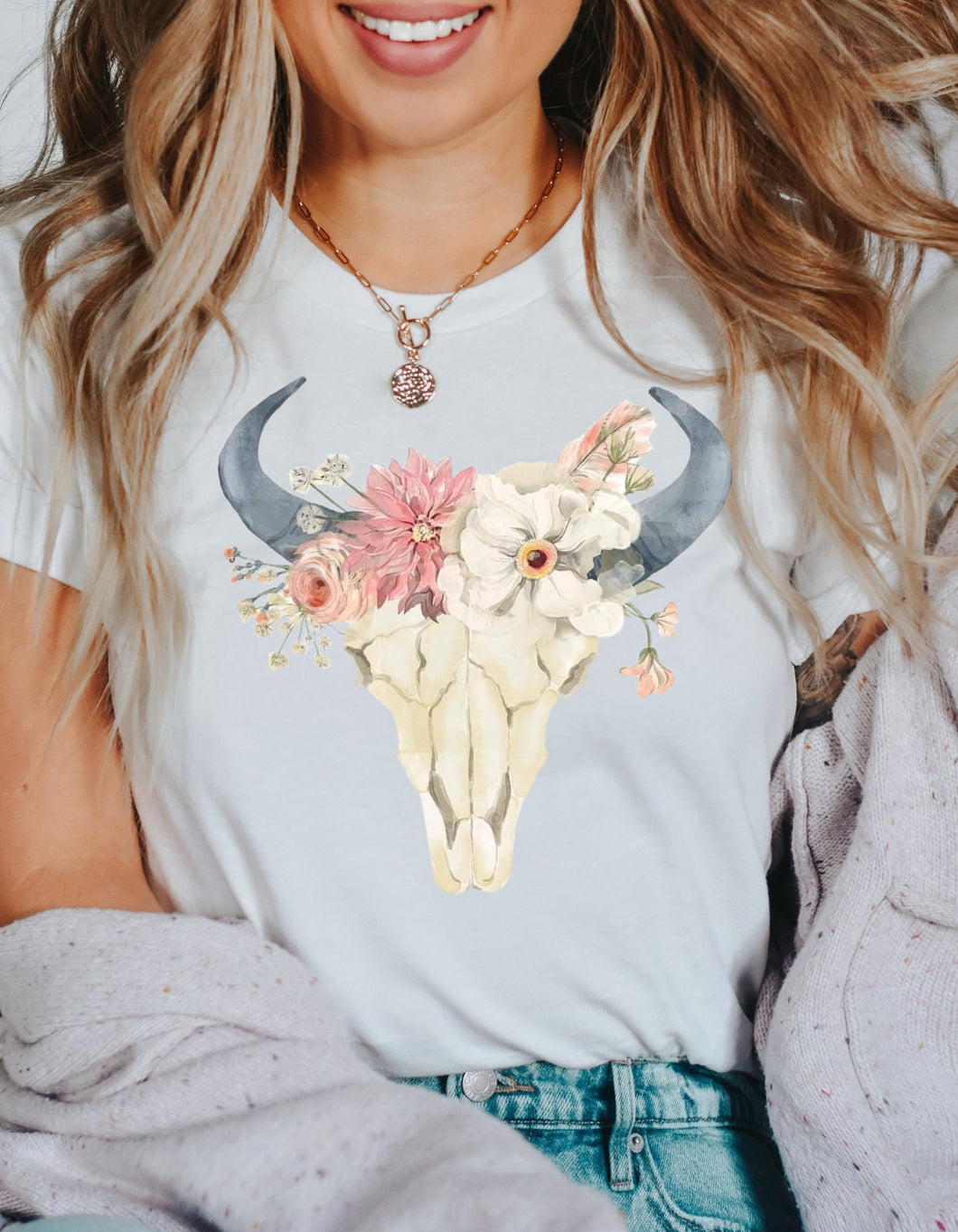 Cow Skull Floral Shirt , Western Cow Skull Graphic Shirt, Boho Cow Skull Shirt, Cowgirl Shirt, Cowboy, Bull Shull Shirt, Longhorn Shirt