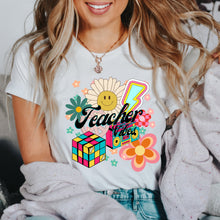 Retro Teacher Shirt, Colorful Teacher Gift, Pink Smiley flower shirt, I love teaching t-shirt ,Back to School Teacher Shirt, Rubik Cube Shir