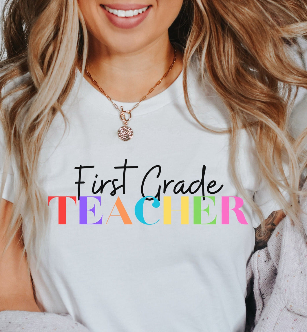 Back to School Teacher Shirt, First Grade Teacher Shirt, Teacher Crew, First Grade Announcement, First Day of First Grade 1st, Teacher Gifts