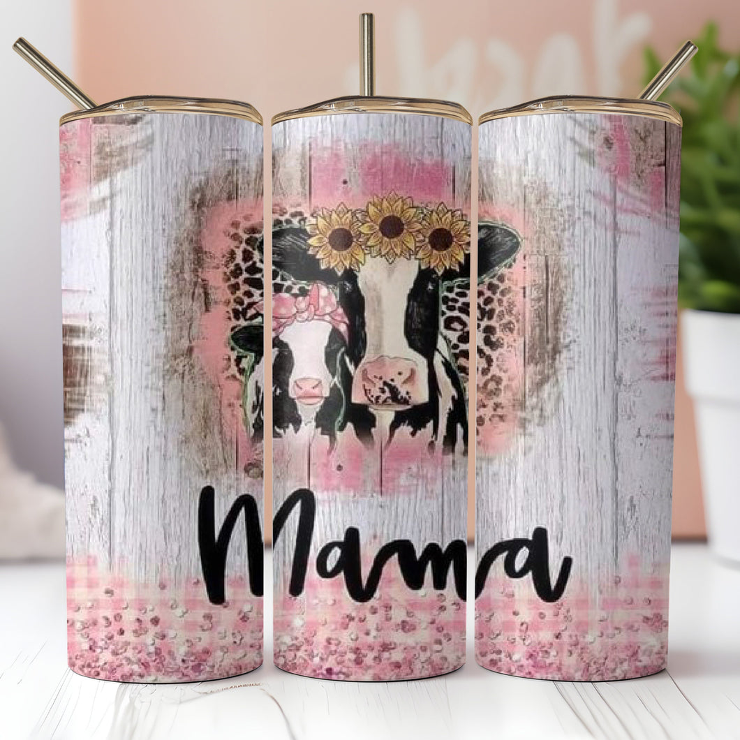 Pink Rustic Mama Tumbler, Cow Tumbler,Western Tumbler, Stainless steel Tumbler 20oz