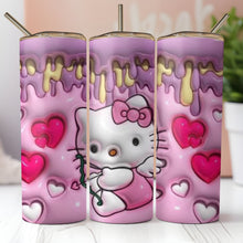 Pink Kitty Valentines Starbucks Tumbler | Travel Mug | Customized Tumbler/Mug | Hello Kitty Tumbler Cup | 20oz Tumbler l Heart Hello Tumbler