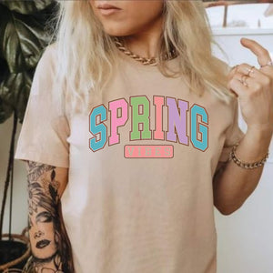 Spring Vibes Pastel Bright Spring Summer Shirt Easter Varsity Letter Shirt