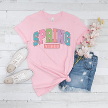 Spring Vibes Pastel Bright Spring Summer Shirt Easter Varsity Letter Shirt