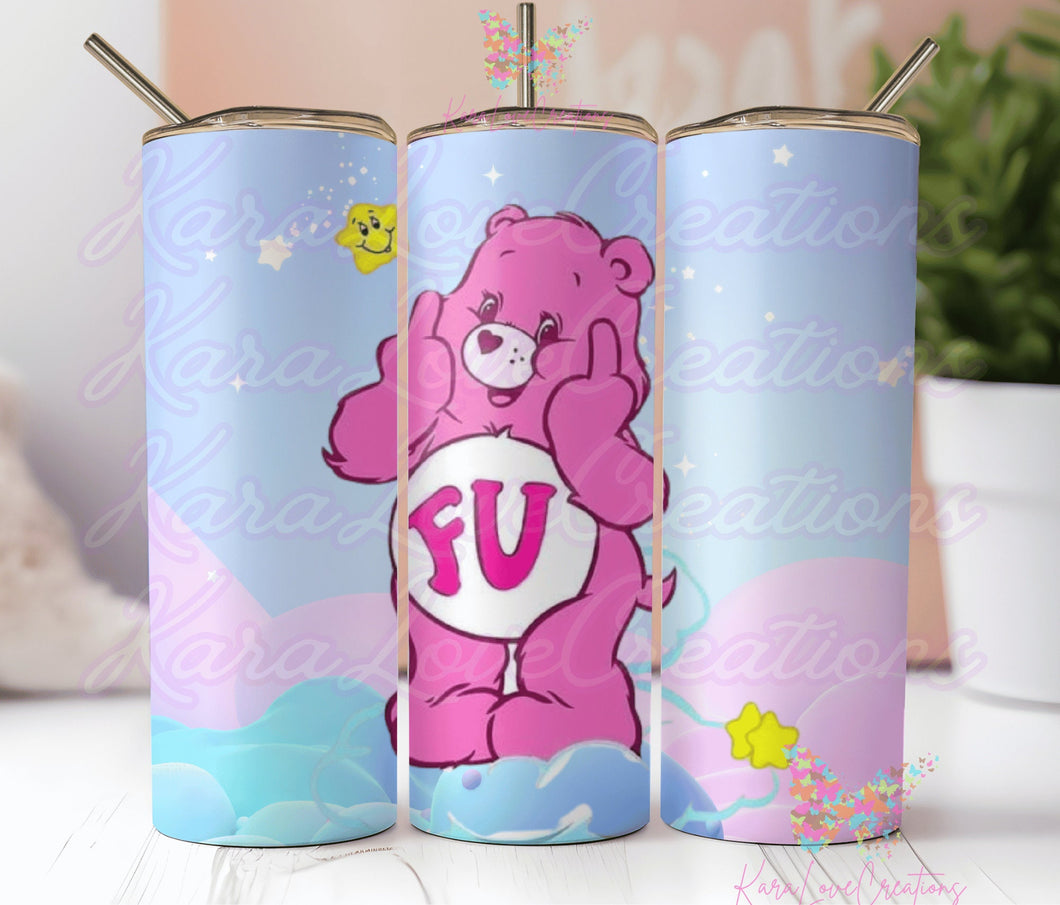 Swear Bear Tumbler Care Bear Tumbler Cup I Dont Care Bear Adult Bear Dont Care Curse Words 20 oz Tumbler Funny Gag Gift FU