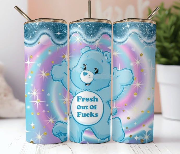 Swear Bear Tumbler Care Bear Tumbler Cup I Dont Care Bear Adult Bear Dont Care Curse Words 20 oz Tumbler Funny Gag Gift Fresh Out of Fucks